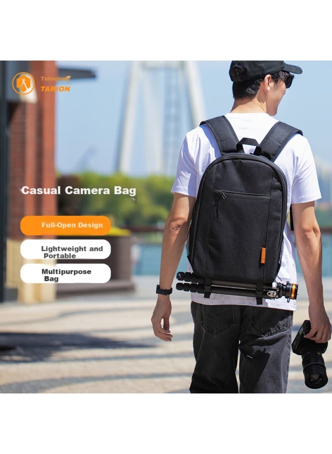 Tarion Tulinglong Dslr Camera Backpack Dual Shoulder Photography Bag Entry-level Large Capacity Professional Backpack For Canon Medium Black Tbm - Image 1