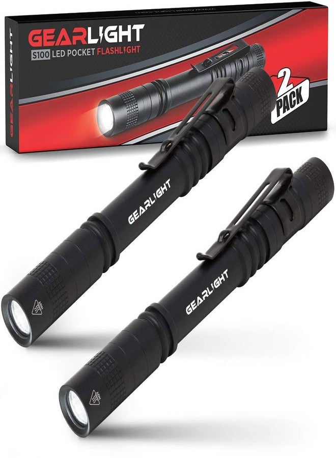 GearLight S100 LED Pocket Pen Light- 2 Small, Compact Flashlights with Clip for Tight Spaces, Police Inspection, Nurses & Medical Use - White Light - 2 Pack, (S100 Pen Light) - Image 1