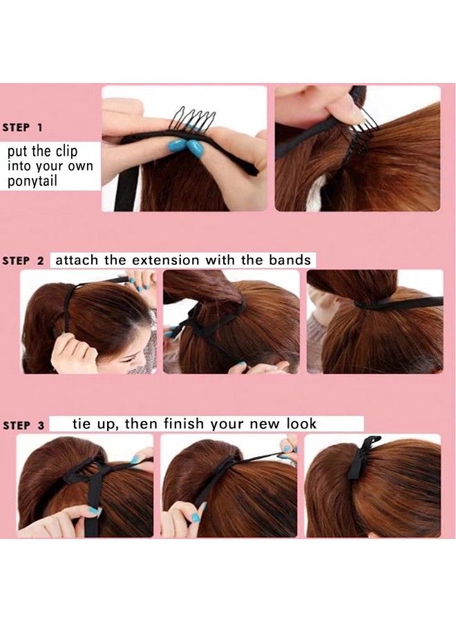iLUU Light Brown Fashion Women Binding Tie Up Ponytails Synthetic Ribbon Ponytail Extensions Hair Wrap Around Long Curly Wavy Soft Silky Clip In Pony Tail Extensions For Women (#10 20"/90G) - Image 4
