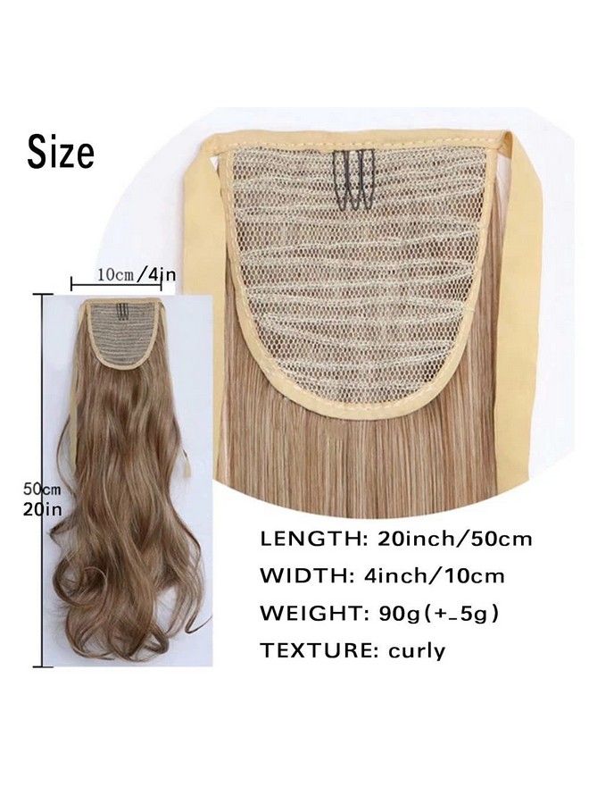 iLUU Light Brown Fashion Women Binding Tie Up Ponytails Synthetic Ribbon Ponytail Extensions Hair Wrap Around Long Curly Wavy Soft Silky Clip In Pony Tail Extensions For Women (#10 20"/90G) - Image 3