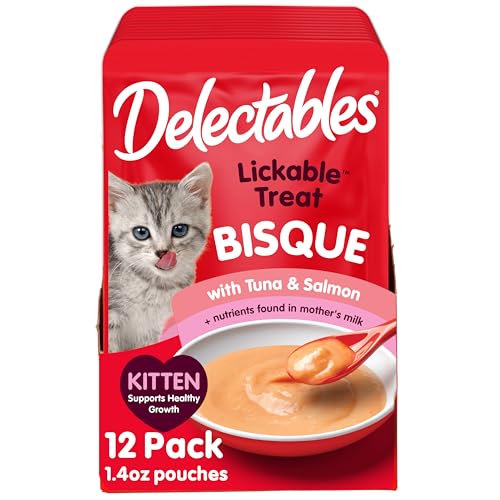 Hartz Delectables Lickable Treat Bisque Kitten Wet Cat Treat with Real Chicken & Veggies, Completed & Balanced, Hydrating, Grain-Free, No Fillers, No Added Preservatives, 1.4oz Pouch, 12ct - Image 1