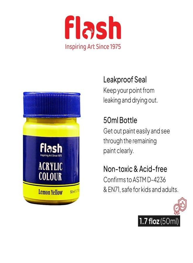 Flash New Improved Acrylic Colour Set For Adults Kids Professionals-High Pigment Strength Eco Friendly Non Fading Non Toxic Multi Surface Acrylic Paint (50 ml each, 25 Colours) - Image 5