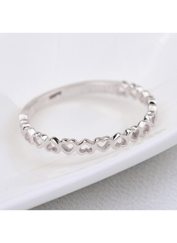 Generic - Heart Hollow Out Ring Wrap Band Fashionable Jewelry Geometric Design Simple Style Women Summer 2021 Season White Gold - Image 1