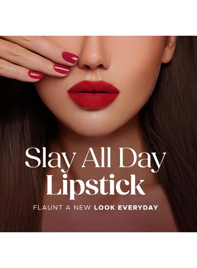 هيلاري رودا أحمر الشفاه "Slay All Day" المطفي من هيلاري رودا | ثابت لا يلطخ ولا ينتقل | تركيبة كريمية فاخرة تدوم طويلاً | مقاوم للماء ولون نابض بالحياة | 2.6 جم (درجة تيراكوتا - رقم 04) - Image 3