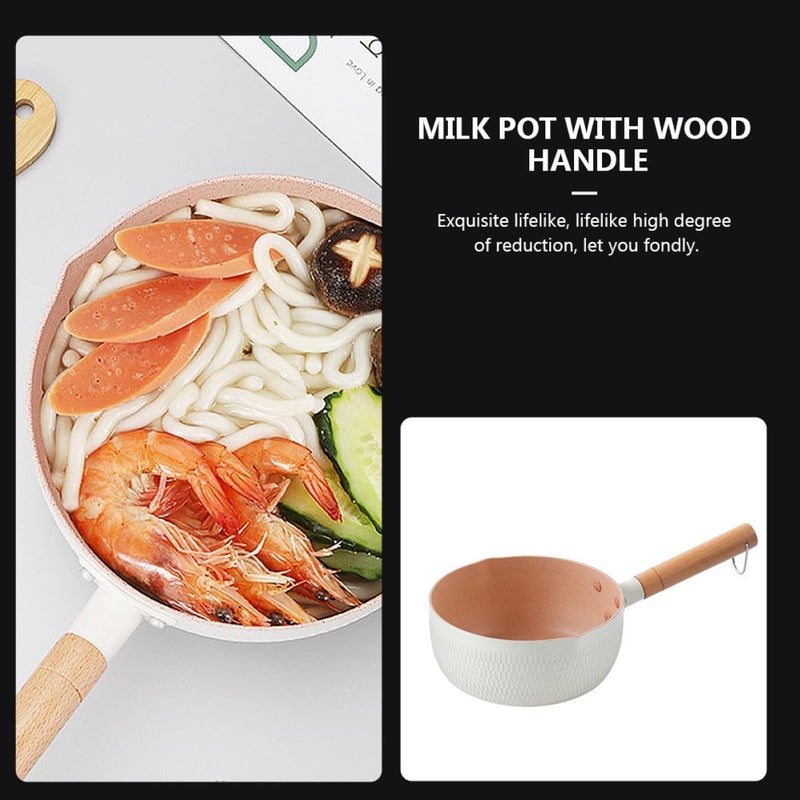 Japanese Style Snow-pattern 2.0l Milk Pot Soup Saucepan 18cm Non-stick Stew Pot for Stove Top Cooking without Lid, Suitable for 2-3 People, White - Image 5