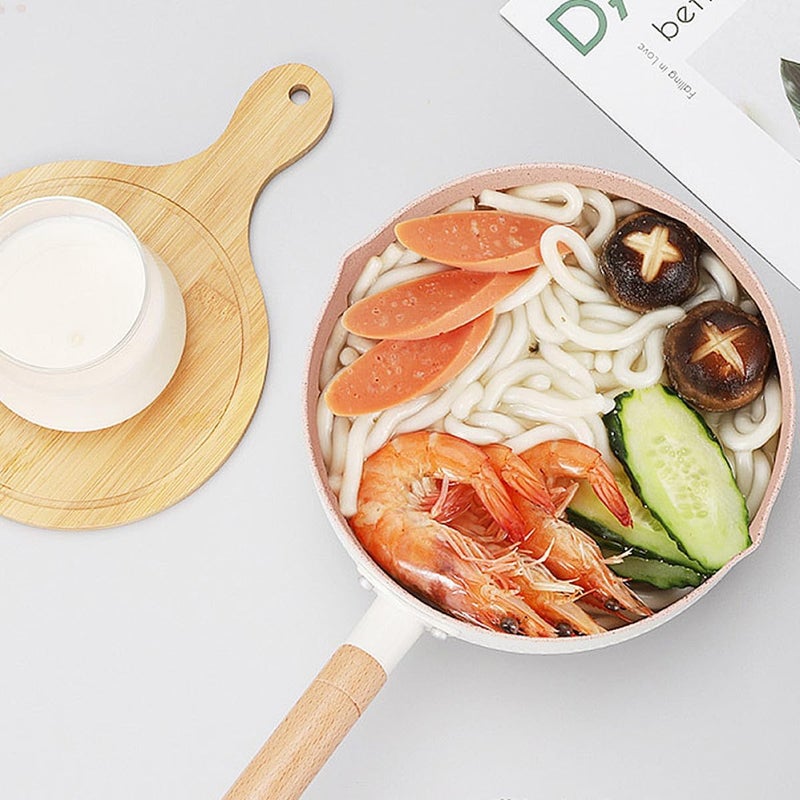Japanese Style Snow-pattern 2.0l Milk Pot Soup Saucepan 18cm Non-stick Stew Pot for Stove Top Cooking without Lid, Suitable for 2-3 People, White - Image 4