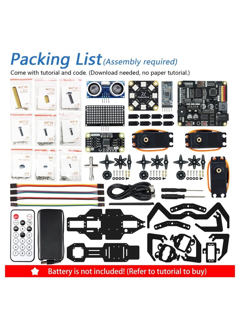 FREENOVE FREENOVE Robot Ant Kit (Compatible with Arduino IDE), Dot Matrix Expressions, Ultrasonic Obstacle Avoidance, Colorful Lights, IR Remote, App, STEM Project  - Image 2