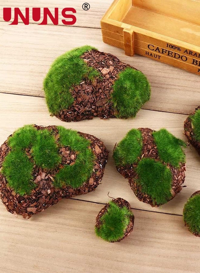 UNUNS 12PCS Artificial Moss Stone,Faux Moss Stones,Artificial Moss Rocks Decorative,Faux Green Moss Covered Stones,Sawdust Moss Decor for Fairy Gardens,Floral Arrangements,Crafting,Fish Tank Bonsai Flower Pot Decoration - Image 1