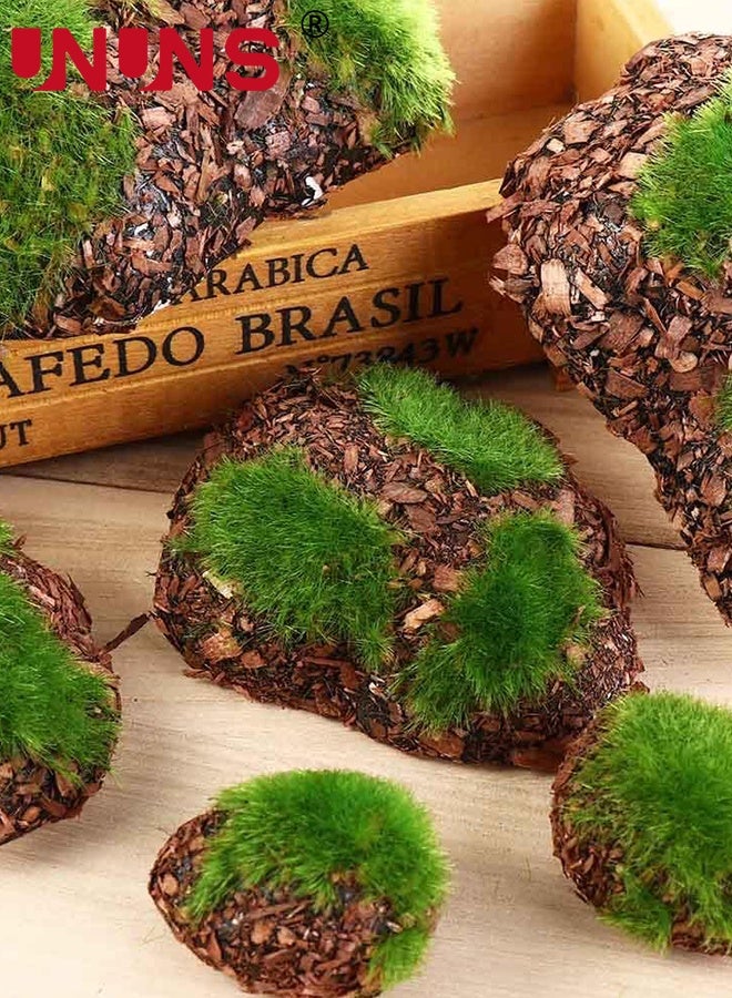 UNUNS 12PCS Artificial Moss Stone,Faux Moss Stones,Artificial Moss Rocks Decorative,Faux Green Moss Covered Stones,Sawdust Moss Decor for Fairy Gardens,Floral Arrangements,Crafting,Fish Tank Bonsai Flower Pot Decoration - Image 5