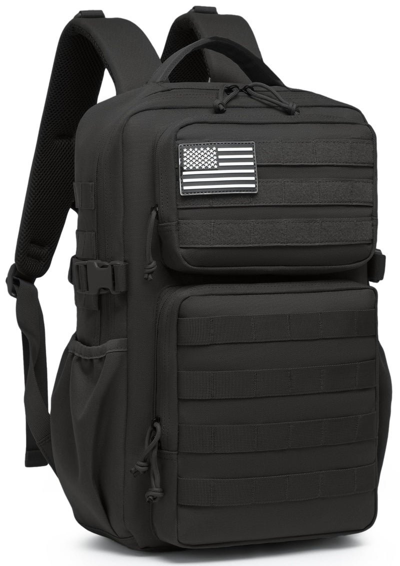 Wotony Military Tactical Backpack for Men Waterproof Daypack 3 Day Assault Pack Molle Bag with Water Bottle Holder (Black, 30L) - Image 1