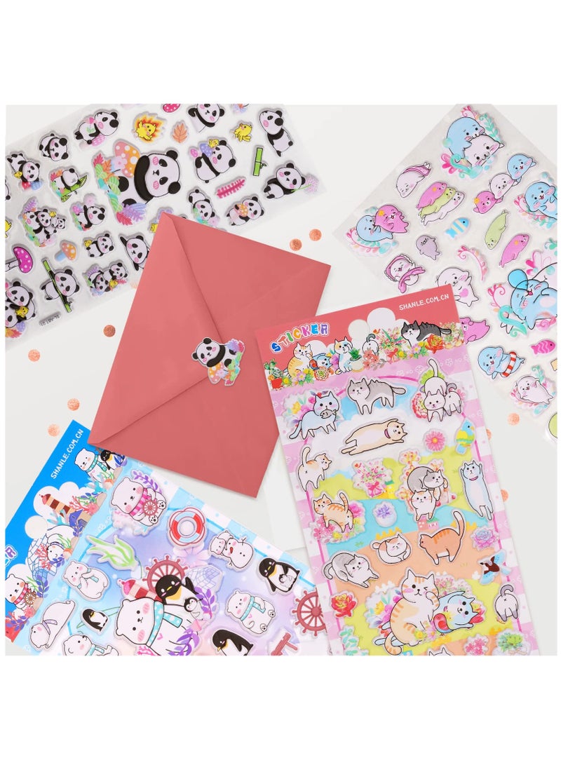 Excefore 3D Puffy Animal Stickers For Kids Toddlers 4-8, 4 Sheets Cute Reusable Foam Stickers For Preschool Girls Boys, Kawaii Bear Cat Panda Stickers Bulk For Party Supplies Potty Training Laptop Phone Case  - Image 5