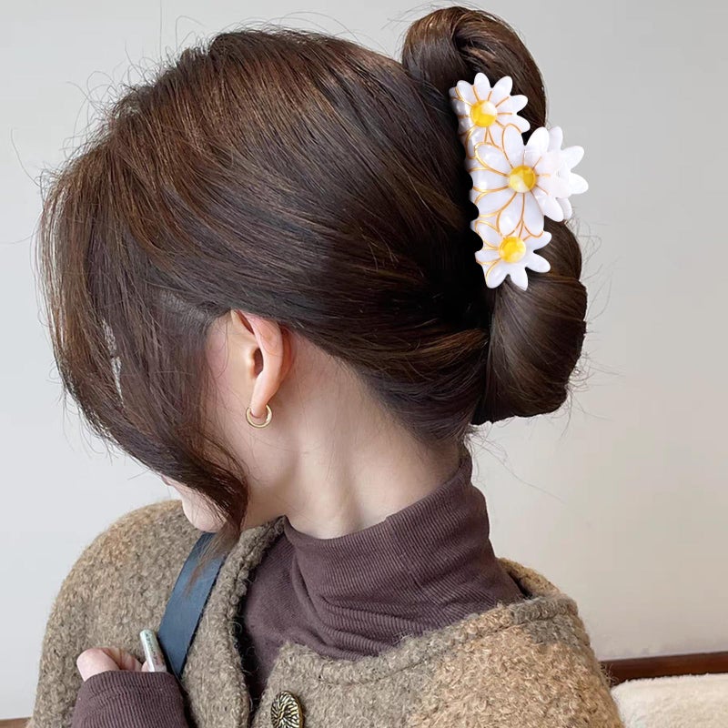 LSVOZ Flower Hair Claw Clip, 3.5 Inch Strong Hold Hair Clip for Thick Hair, Fashion Spring Hair Styling Accessories for Women Girls - Image 4