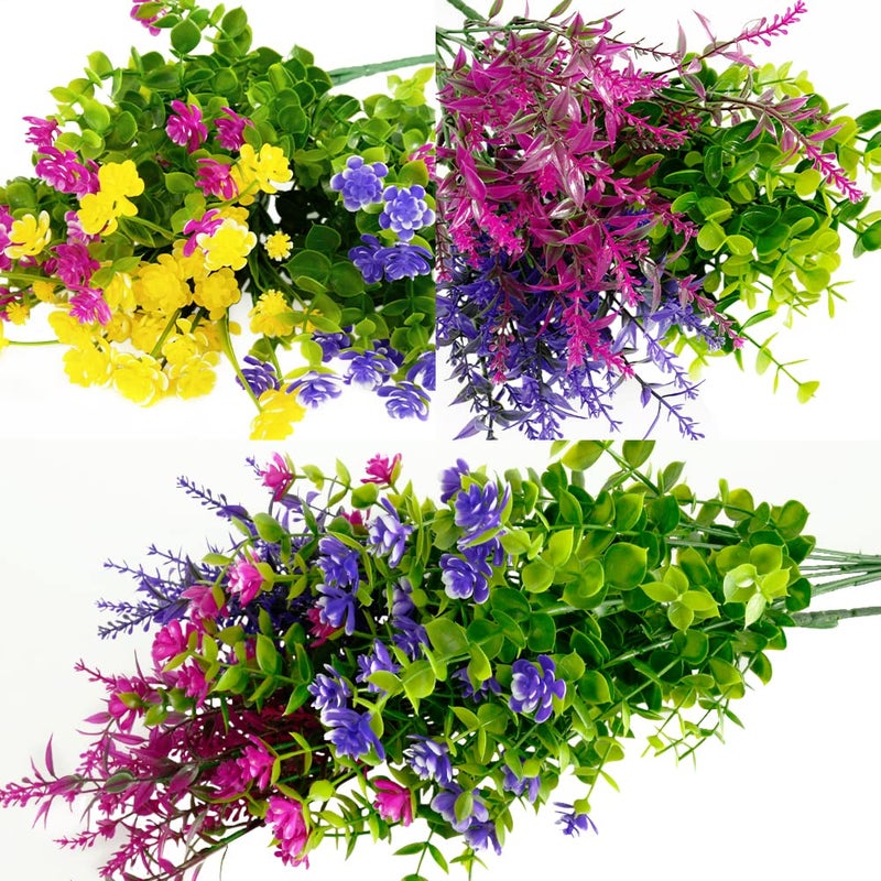 KLEMOO 12 Bundles Outdoor Artificial Fake Flowers UV Resistant No Fade Boxwood Faux Plastic Shrubs Plants for Garden Patio Porch Window Box Home Wedding Farmhouse Hanging DÃ©cor - Image 5