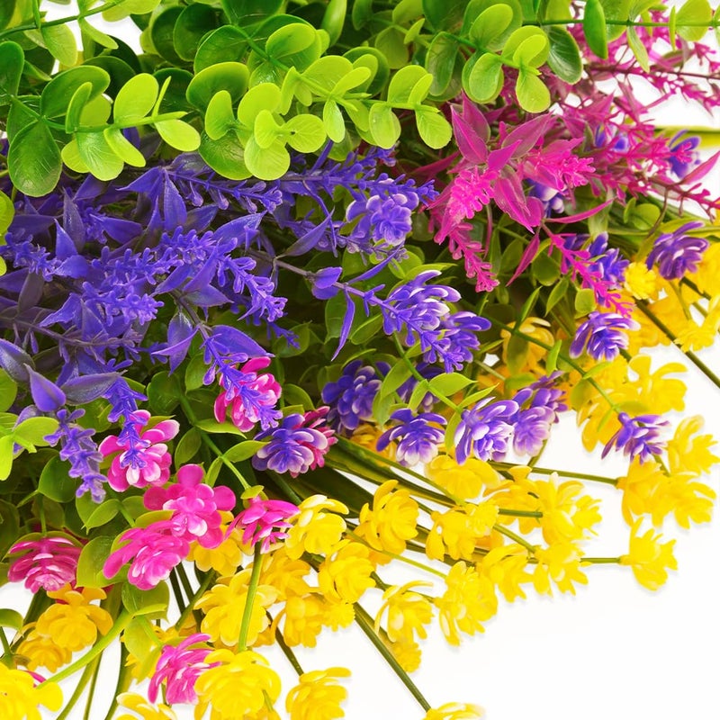 KLEMOO 12 Bundles Outdoor Artificial Fake Flowers UV Resistant No Fade Boxwood Faux Plastic Shrubs Plants for Garden Patio Porch Window Box Home Wedding Farmhouse Hanging DÃ©cor - Image 4