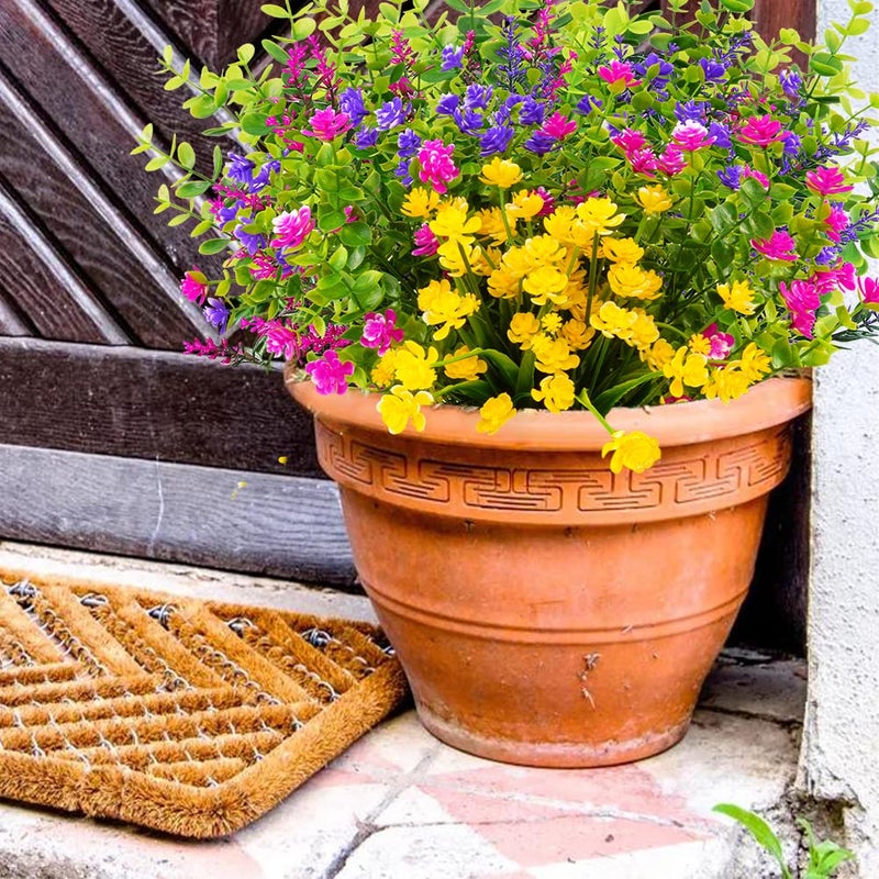 KLEMOO 12 Bundles Outdoor Artificial Fake Flowers UV Resistant No Fade Boxwood Faux Plastic Shrubs Plants for Garden Patio Porch Window Box Home Wedding Farmhouse Hanging DÃ©cor - Image 3