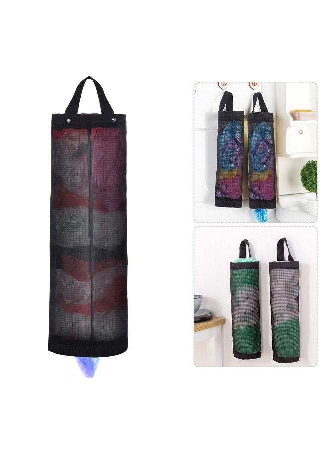 2/1PCS Plastic Bag Dispenser Holders Polyester Hanging Grocery Bag Holders Foldable Breathable Washable Mesh Garbage Bag Organizers for Kitchen Plastic Bag Storage  - Image 1