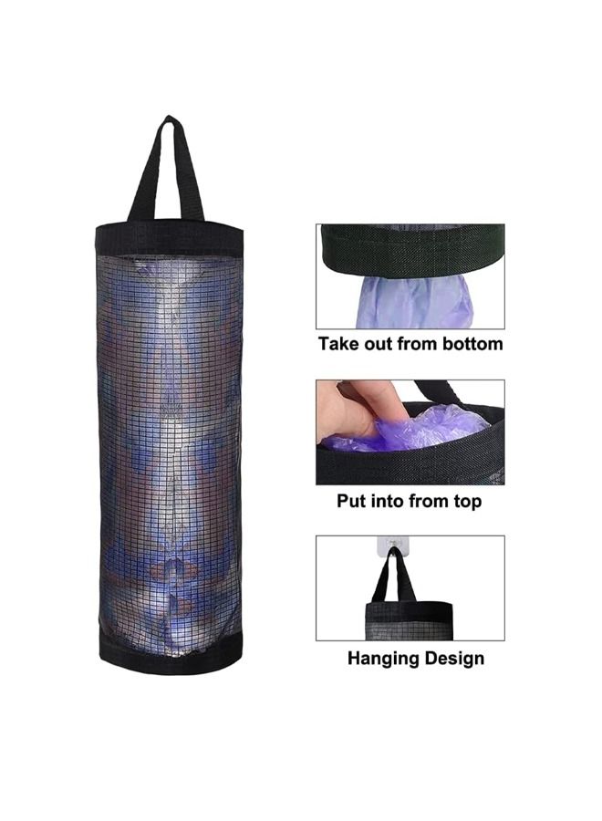 2/1PCS Plastic Bag Dispenser Holders Polyester Hanging Grocery Bag Holders Foldable Breathable Washable Mesh Garbage Bag Organizers for Kitchen Plastic Bag Storage  - Image 4