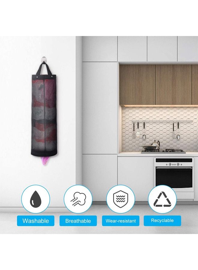 2/1PCS Plastic Bag Dispenser Holders Polyester Hanging Grocery Bag Holders Foldable Breathable Washable Mesh Garbage Bag Organizers for Kitchen Plastic Bag Storage  - Image 3