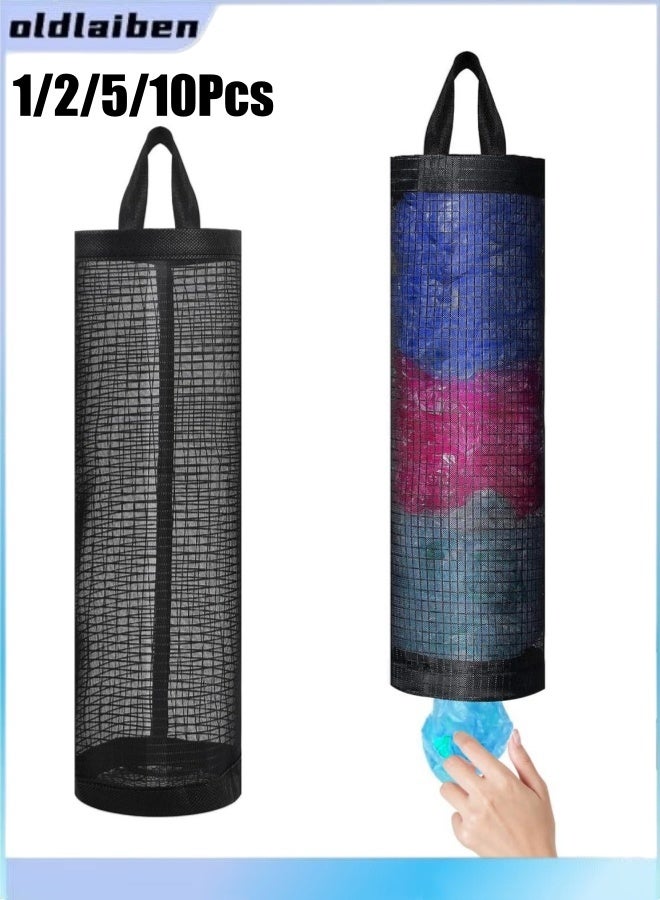 1/2/5/10Pcs Plastic Bag Holder Dispenser, Hanging Mesh Grocery Bag Holders Folding Hanging Storage Trash Bags Holders Organizer Recycling Grocery Pocket Containers - Image 1