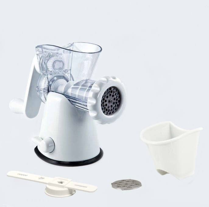 Tredoni Manual Meat Mincer Grinder & Vegetable Shredder, Biscuit Machine Cookie Maker + Churros/Biscuits Patterns Attachment, White - Image 3