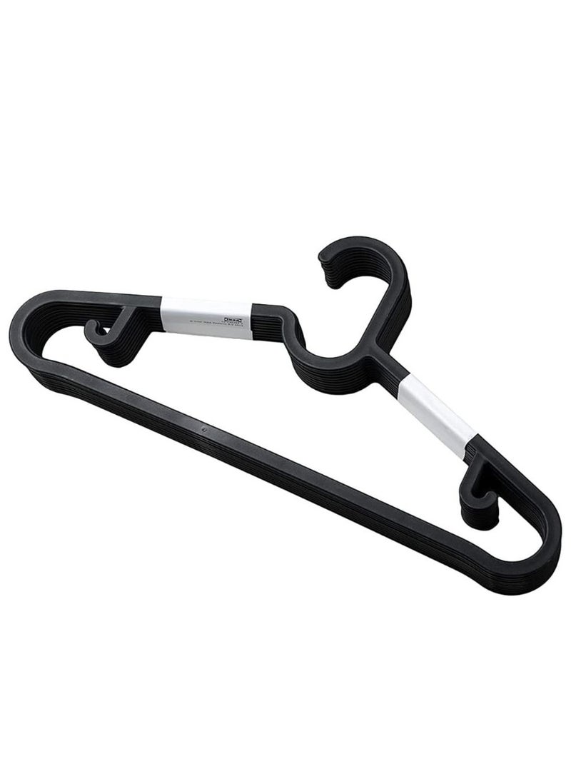 Plastic home hangers 10 piece pack perfect for clothes hangers space saving durable and strong coat or pant hangers for closet organizers and storage black - Image 1