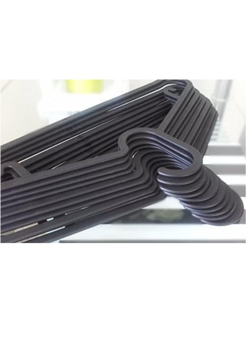 Plastic home hangers 10 piece pack perfect for clothes hangers space saving durable and strong coat or pant hangers for closet organizers and storage black - Image 4