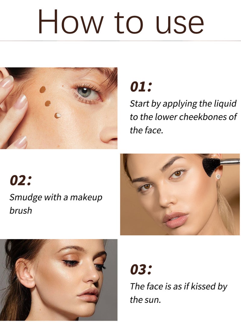 Luminous Bronzer Cream, Natural Matte Waterproof Long Lasting Face Contour Illuminator Makeup, Smooth Face Contouring Highlighter Liquid Stick