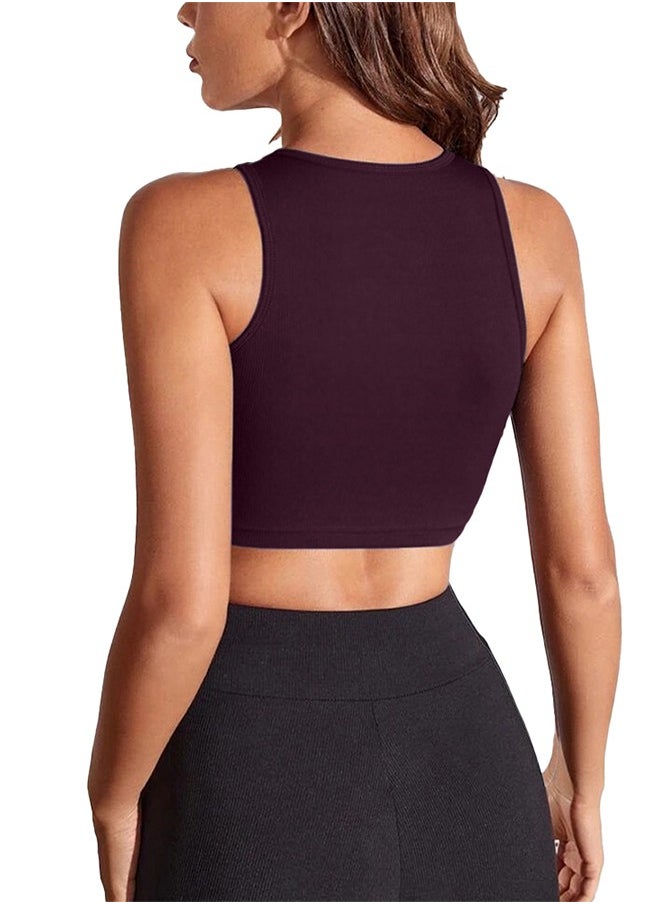Nileton - Crop Sports Tank Top – Sleeveless Crew Neck Top - Non Padded - Image 1