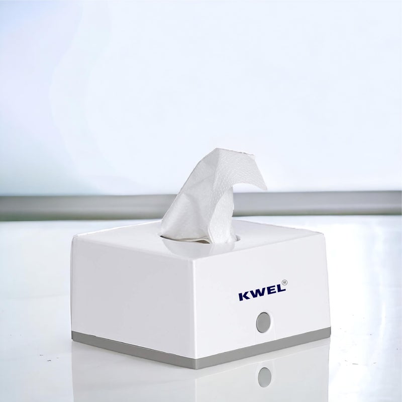 KWEL Square Top Facial Tissue Dispenser and Holder for Bathroom Vanity Countertops Bedroom ers Night Stands Desks Tables with Free 2 Tissue Refill 2 Ply Tissue Paper Napkin. White - Image 1