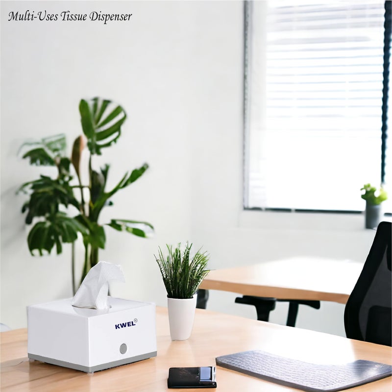 KWEL Square Top Facial Tissue Dispenser and Holder for Bathroom Vanity Countertops Bedroom ers Night Stands Desks Tables with Free 2 Tissue Refill 2 Ply Tissue Paper Napkin. White - Image 3