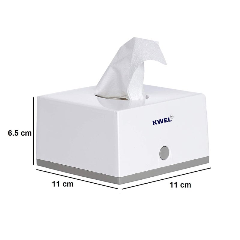 KWEL Square Top Facial Tissue Dispenser and Holder for Bathroom Vanity Countertops Bedroom ers Night Stands Desks Tables with Free 2 Tissue Refill 2 Ply Tissue Paper Napkin. White - Image 4