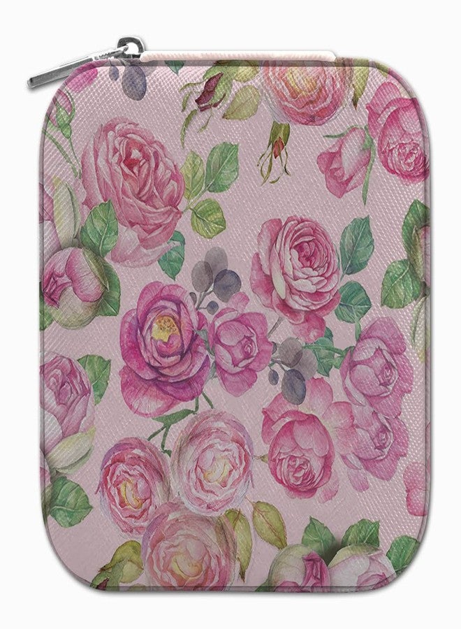 WIRESTER Fashion Leather Travel Jewelry Case Box, Small Portable Jewelry Organizer Storage for Ring Earrings Necklace Women Girls - Vintage Roses Flowers - Image 3