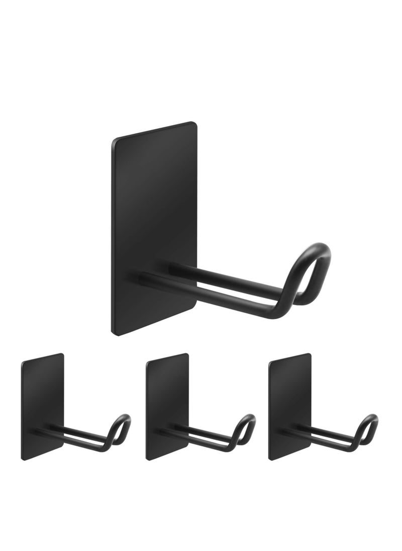 Oasisgalore 4 Pack Stainless Steel Adhesive Hooks for Kitchen, Bathroom, Door - Black  - Image 1