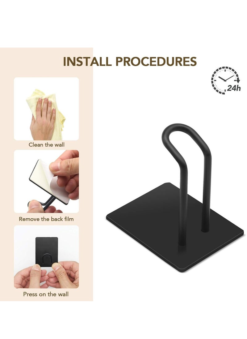 Oasisgalore 4 Pack Stainless Steel Adhesive Hooks for Kitchen, Bathroom, Door - Black  - Image 2