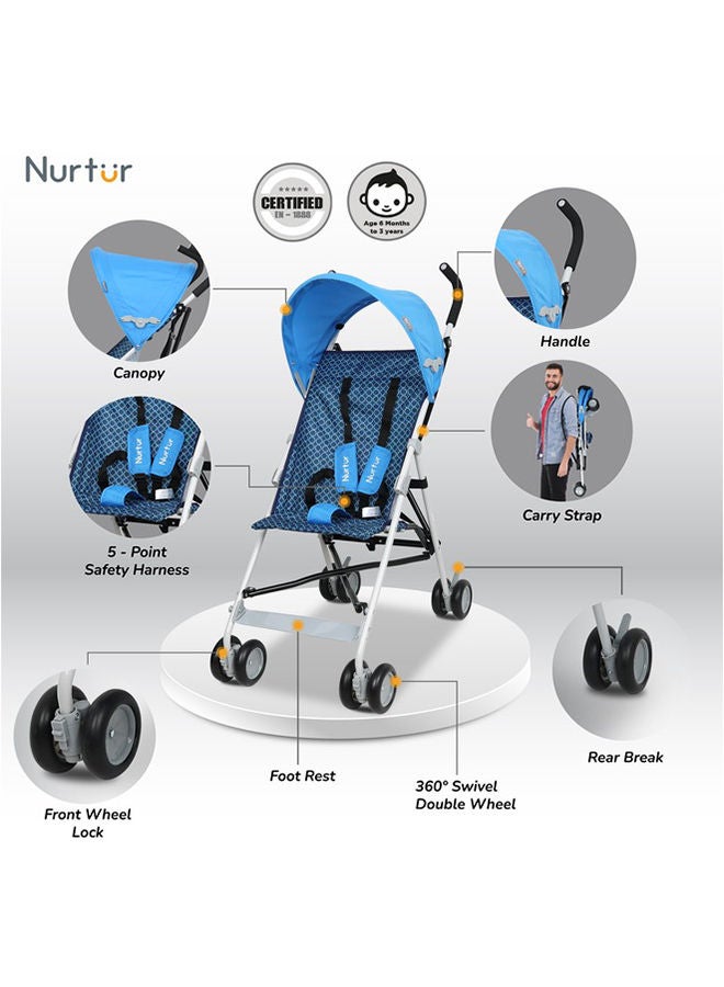 Nurtur Rex Buggy Stroller Multicolor Lightweight Stroller with Compact Fold Canopy Shoulder Strap 6 to 36 months Multicolor Official Product - Image 2