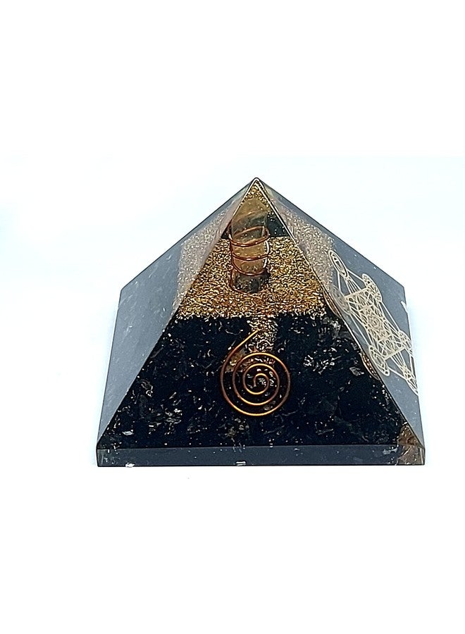 ASTROGHAR Black Tourmaline Chips 70 mm Metatron's Cube Merkaba Sacred Geometry Orgonite Pyramid for Reiki Healing Chakra Healing - Image 3