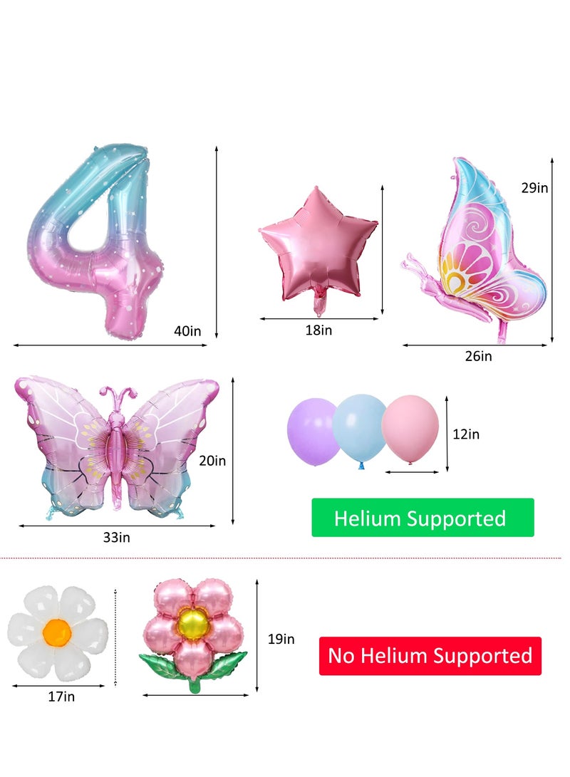 فراشة بالون فتاة عيد ميلاد الديكور ، لون الوردي احباط البالونات ، البالونات العملاقة 4 احباط البوليستر ، 4 سنوات فراشة عيد ميلاد الحزب موضوع زينة 17 - Image 3