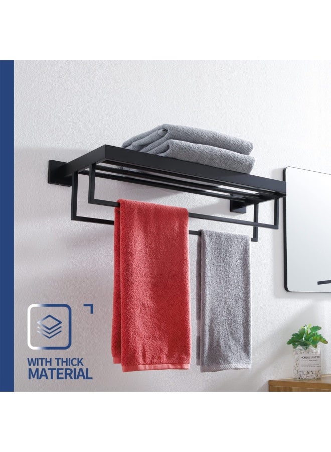 KOKOSIRI Matte Black Towel Rack 24 Bathroom Towel Shelf with Double Towel Bars SUS304 Stainless Steel Wall Mounted B6003BK - Image 4