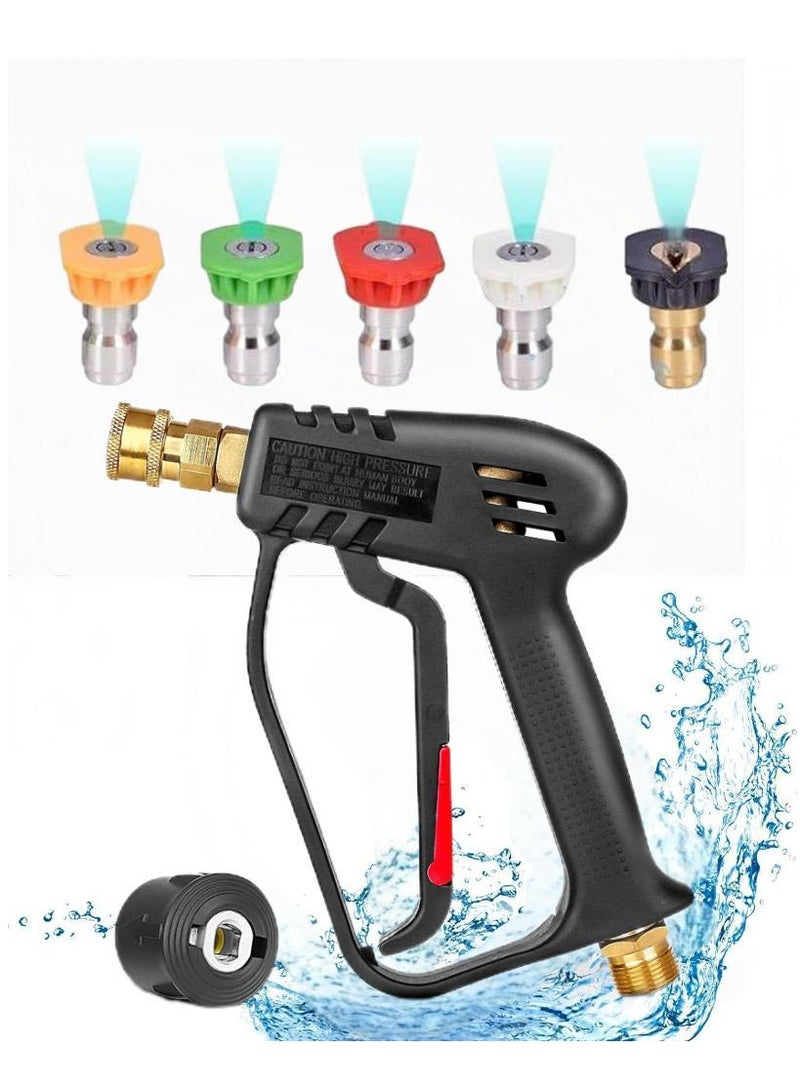 4000 PSI Pressure Washer Gun with 5 Interchangeable Spray Nozzles, Jet Washing Gun with one quarter Inch Quick Connection and M22 Coupling  - Image 1
