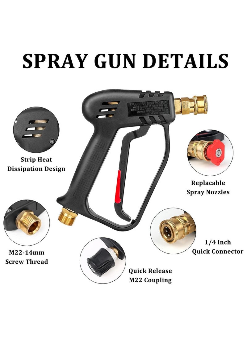 4000 PSI Pressure Washer Gun with 5 Interchangeable Spray Nozzles, Jet Washing Gun with one quarter Inch Quick Connection and M22 Coupling  - Image 2