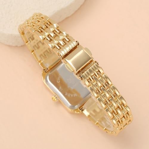 Top Plaza Watch for Women Men Casual Simple Bracelet Watches(Gold-White Dial) - Image 4