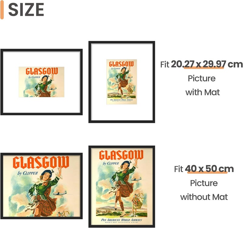أبس سيمبلز أوبسيمبلز عبوة من 3 إطارات صور 40 × 50 سم إطار صور أسود للصور الصور الملصقات - Image 2