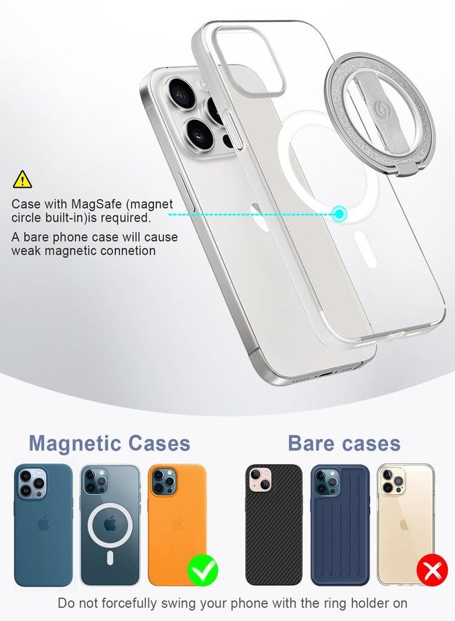 EWA [تويكل أنيق] EWA MagOne لحامل الهاتف مع مغناطيس مagsafe [حلقة إصبع مرنة قابلة للتبديل]، حامل حلقة مغناطيسية، ملحقات هاتف مغناطيسية لهواتف آيفون 17، 16، 15، 14، 13، 12 - (فضي لامع) - Image 4