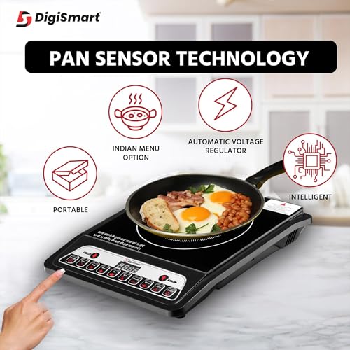 DIGISMART Mark-1 2000W Induction Cooktop | Indian Menu Options | Automatic Power & Temperature Adjustment | Anti-Insect Protection | Digital Touch Control | Energy Efficient Induction Stove | Black - Image 4