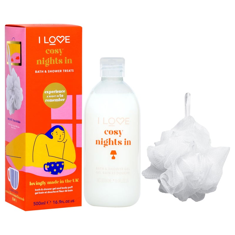 I LOVE أحب ليالي الاسترخاء في علاجات الحمام جل الاستحمام - غسول الجسم ومقشر الجسم للحصول على بشرة ناعمة - رائحة الشوكولاتة والمارشميلو - 1 قطعة - Image 3