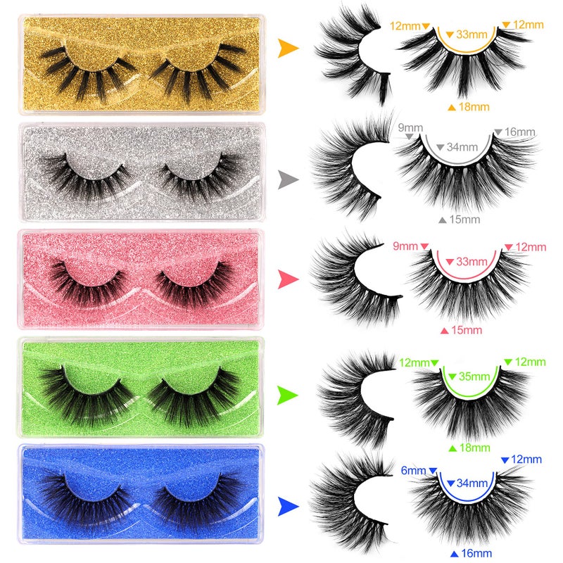 Lanflower Lashes False Eyelashes Natural Look 3D Faux Mink Eyelashes Pack 10 Styles Russian Strip Lashes - Image 3