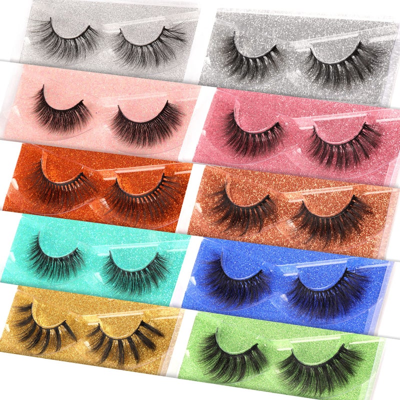 Lanflower Lashes False Eyelashes Natural Look 3D Faux Mink Eyelashes Pack 10 Styles Russian Strip Lashes - Image 5