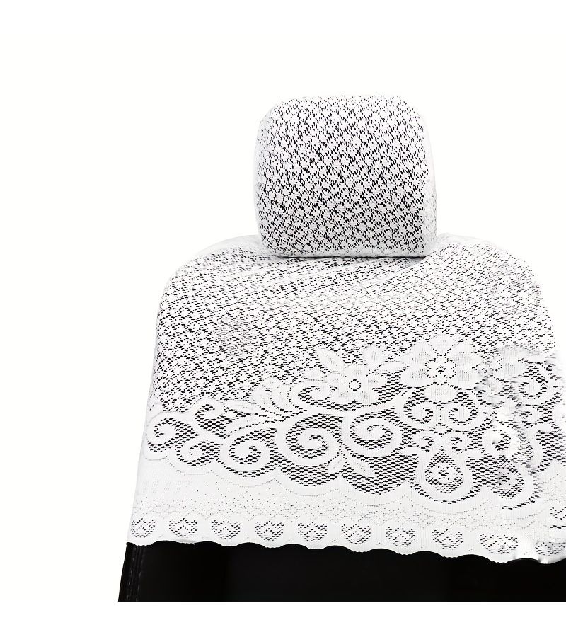 White Elegant Lace Car Seat Covers Compatible with Toyota Hand Washable - Image 2