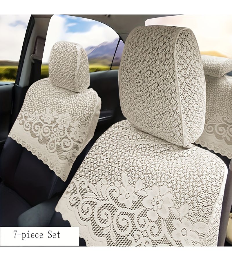 White Elegant Lace Car Seat Covers Compatible with Toyota Hand Washable - Image 4