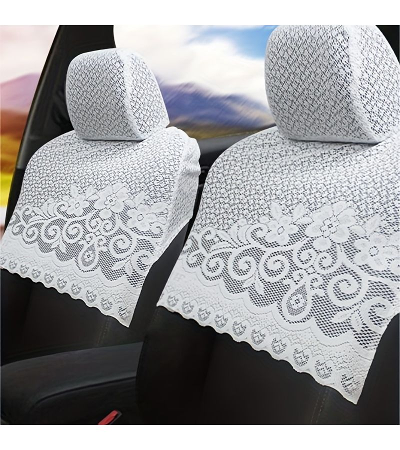 White Elegant Lace Car Seat Covers Compatible with Toyota Hand Washable - Image 5